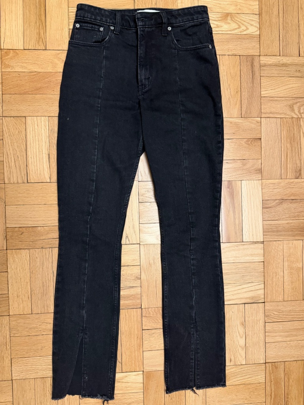 Abercrombie & Fitch Black Straight-Leg Jeans with Front Seam
